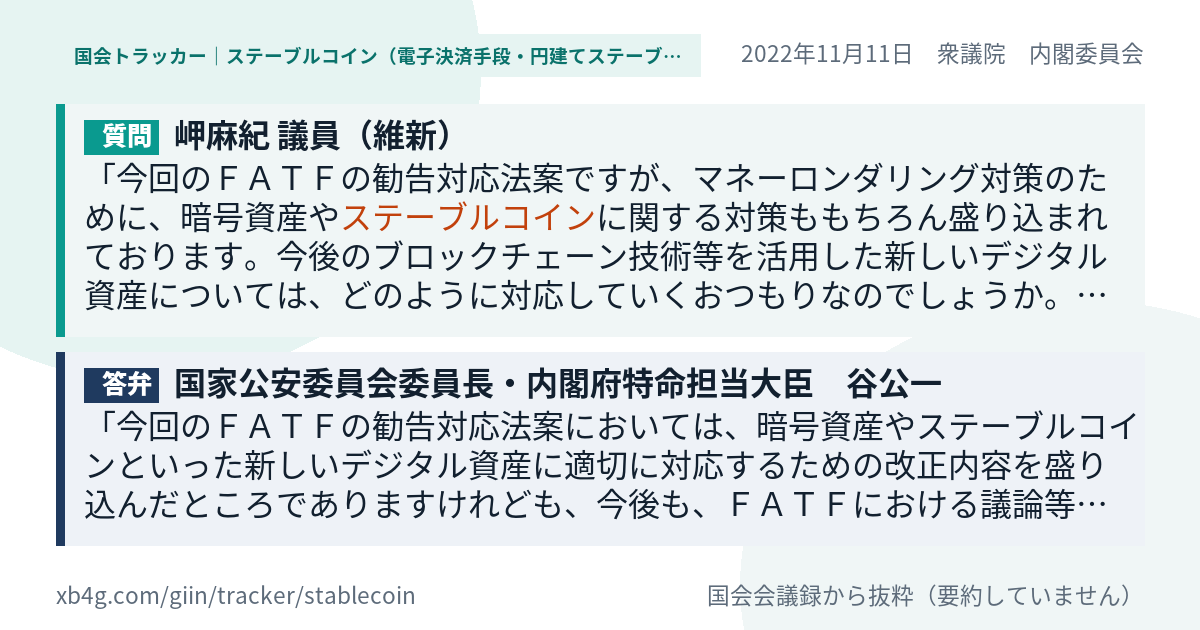質問と答弁のカード