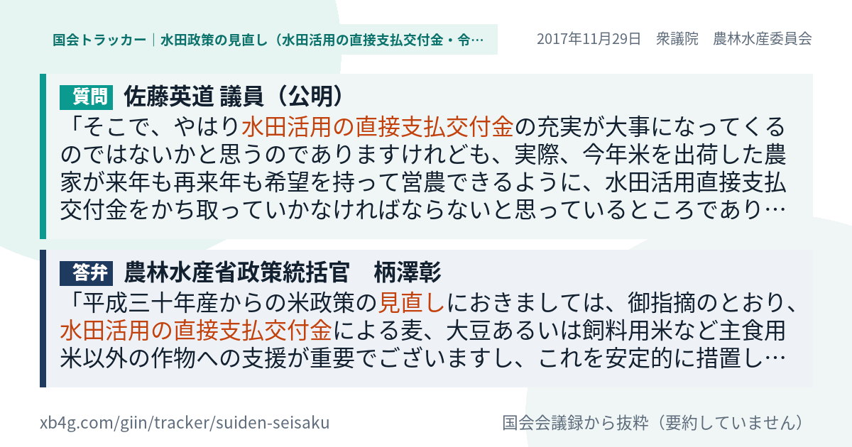 質問と答弁のカード