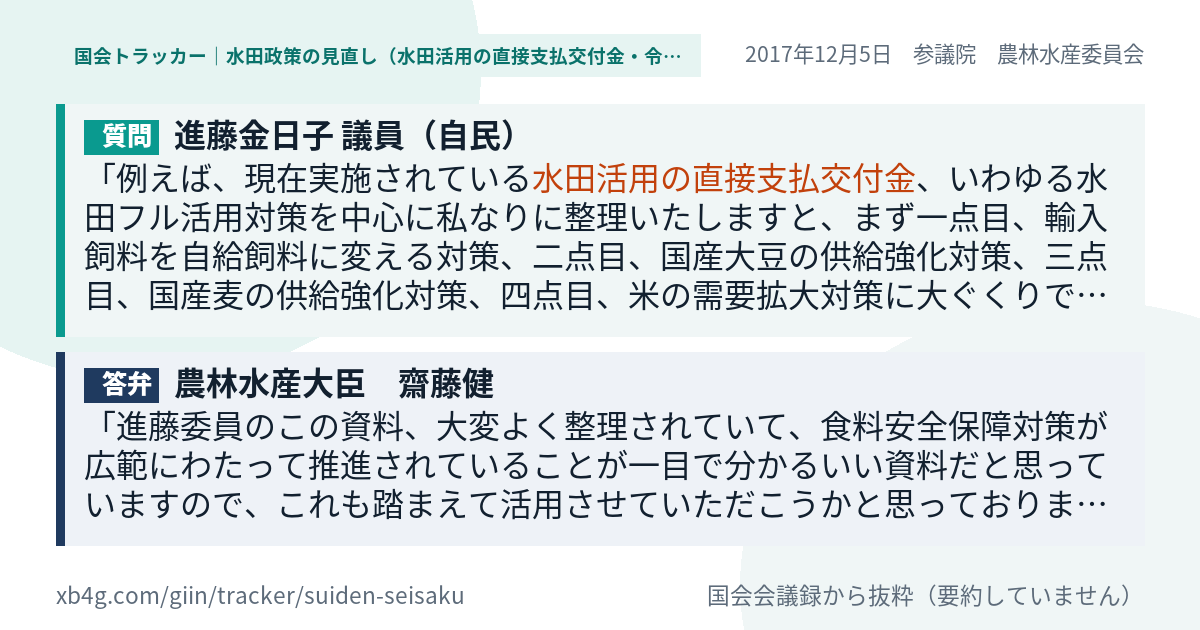 質問と答弁のカード