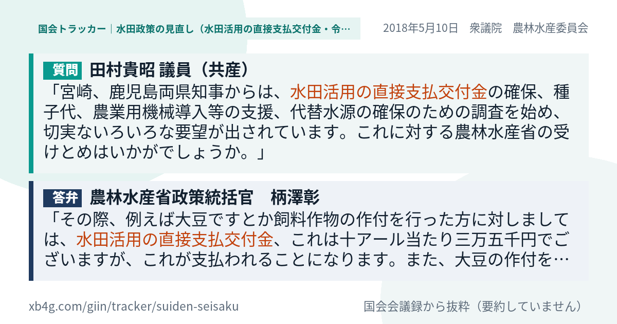 質問と答弁のカード