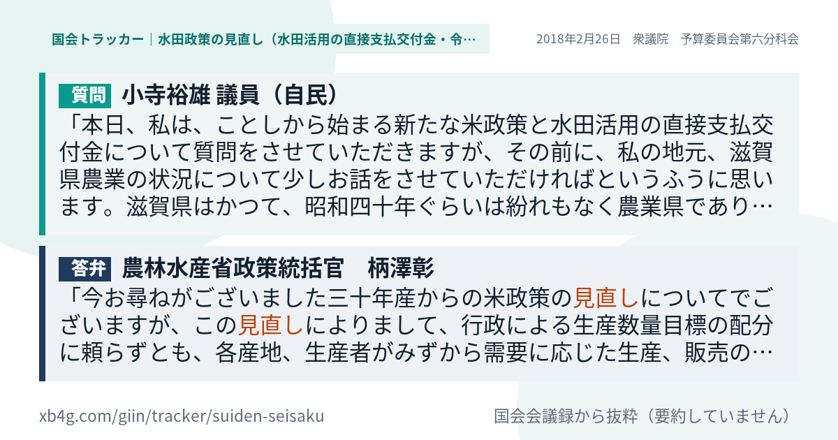 質問と答弁のカード