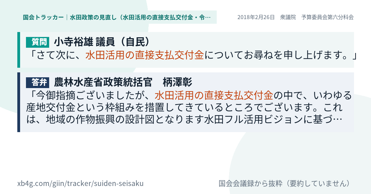 質問と答弁のカード