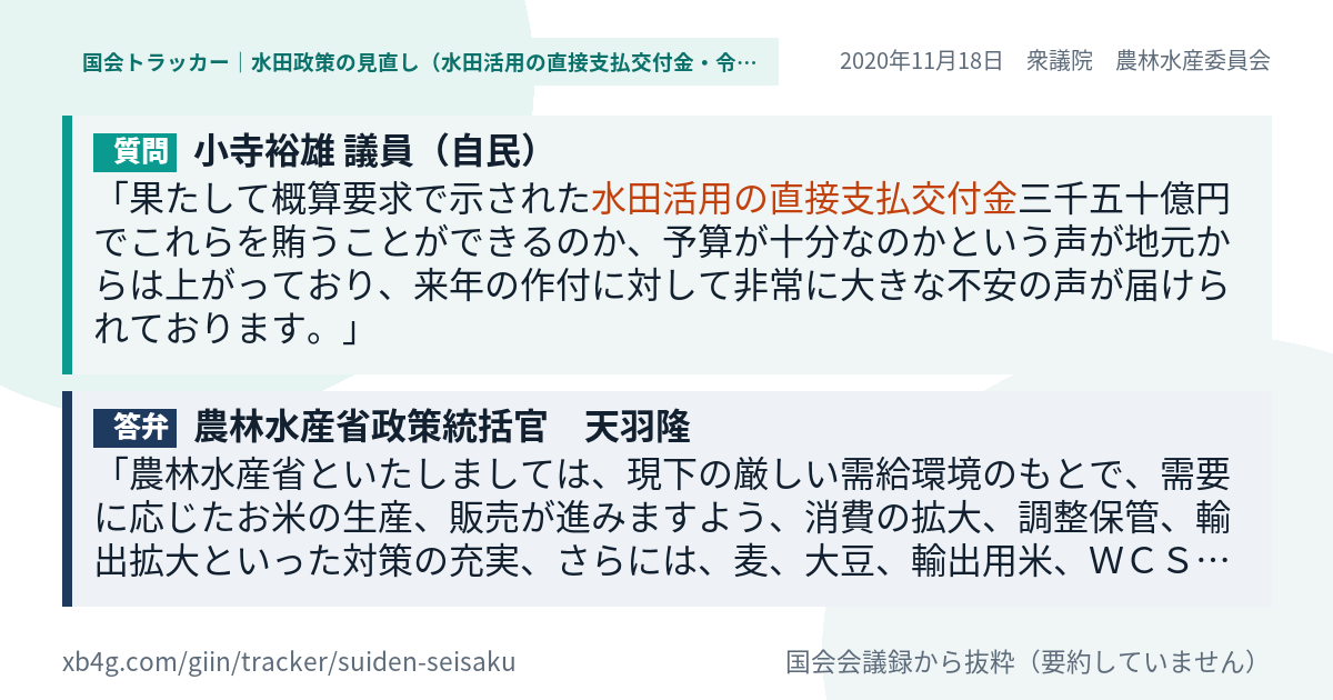 質問と答弁のカード