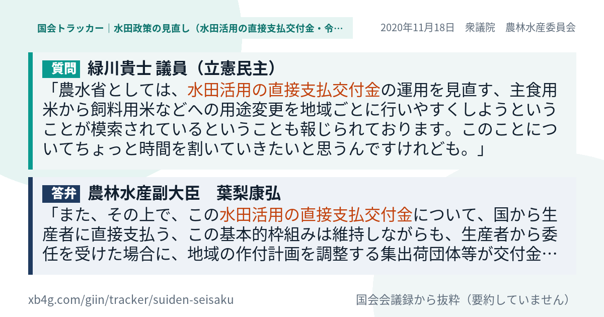 質問と答弁のカード