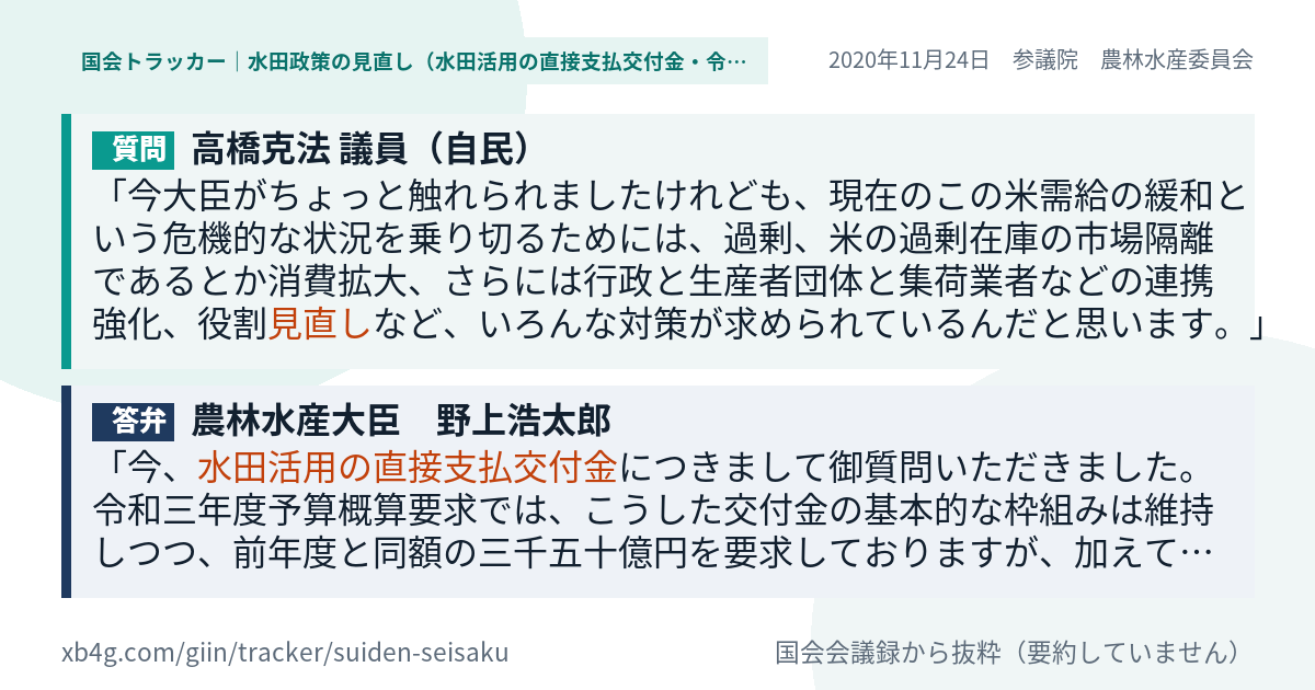 質問と答弁のカード