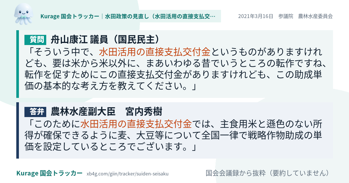 質問と答弁のカード