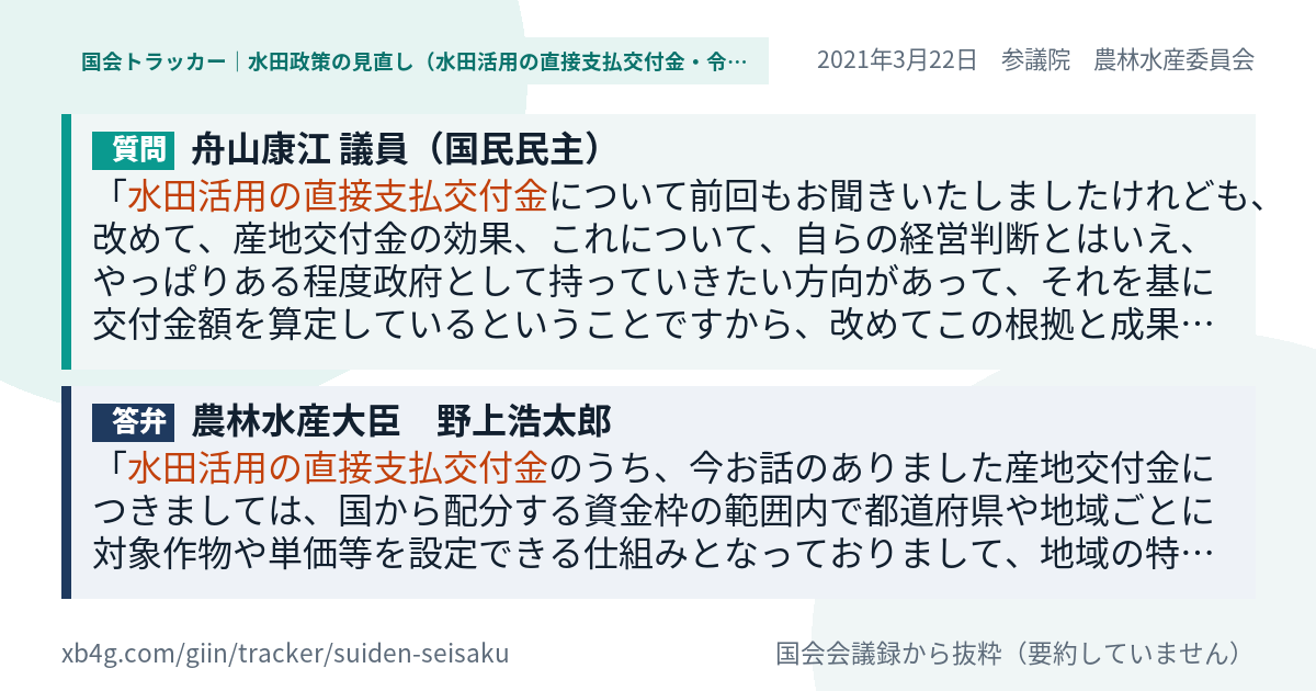 質問と答弁のカード