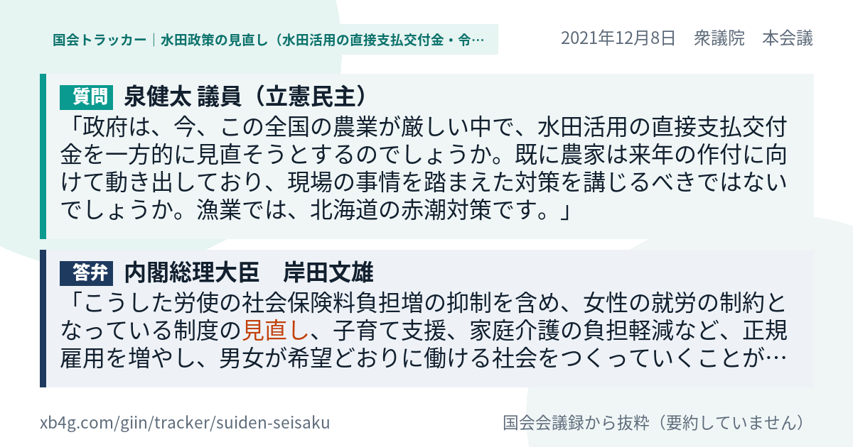 質問と答弁のカード