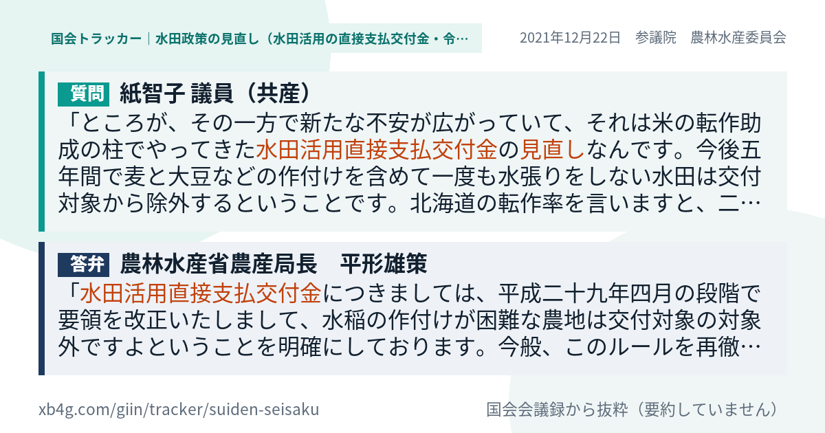 質問と答弁のカード