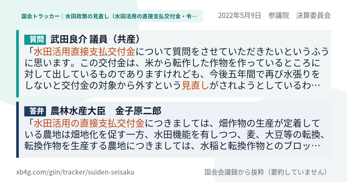 質問と答弁のカード