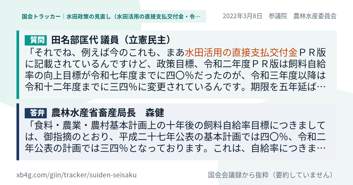 質問と答弁のカード