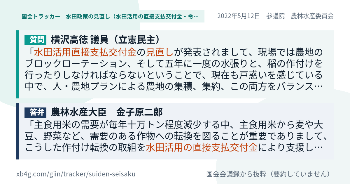 質問と答弁のカード