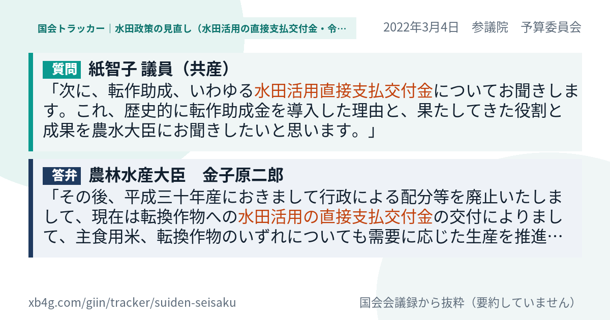 質問と答弁のカード