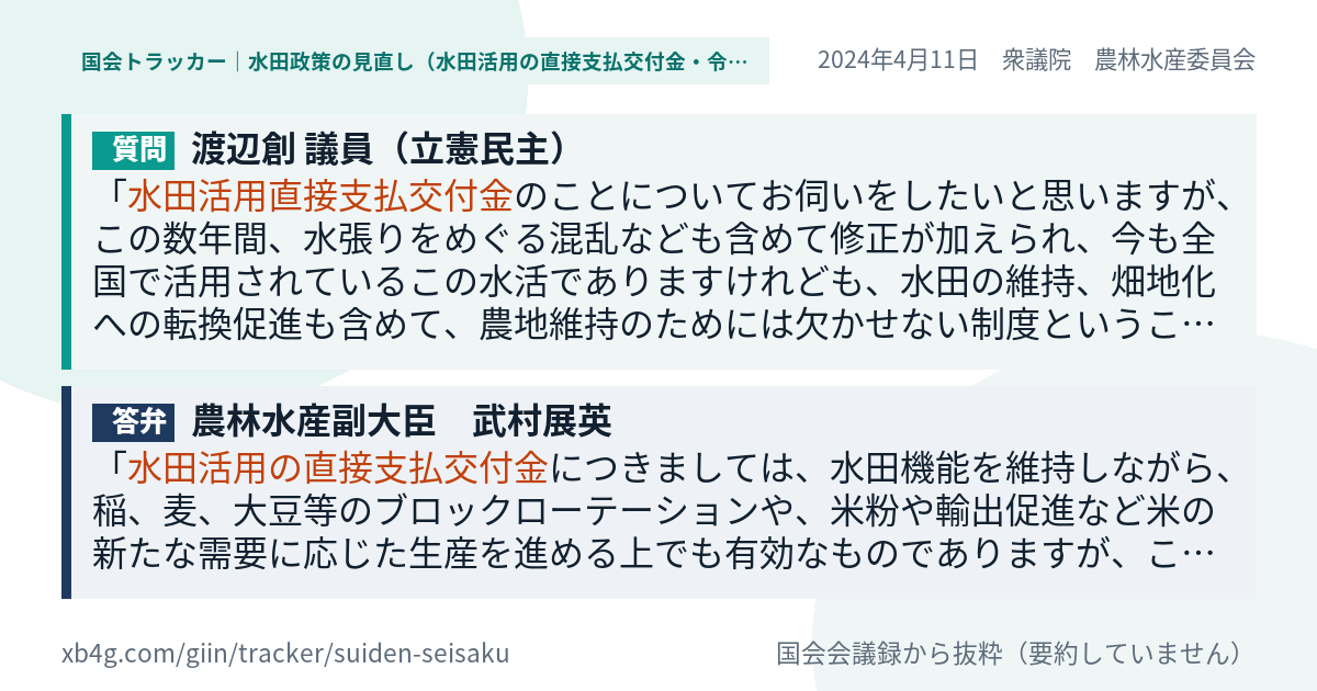 質問と答弁のカード