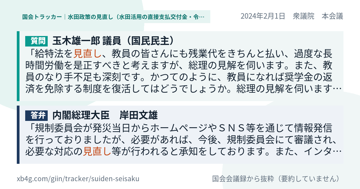 質問と答弁のカード