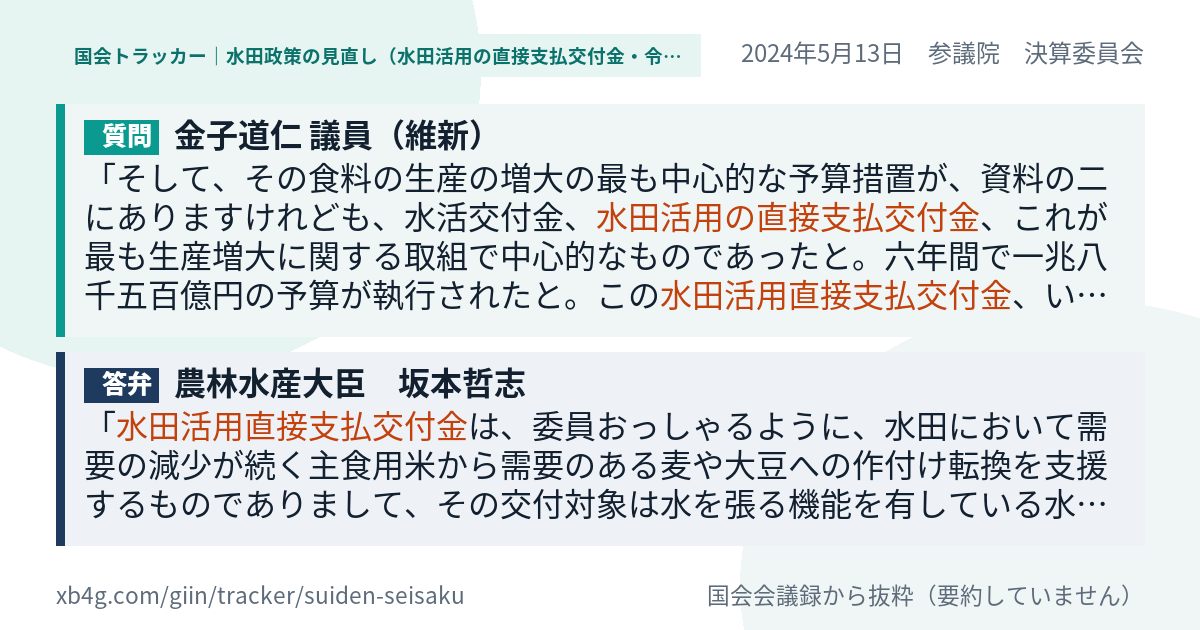 質問と答弁のカード