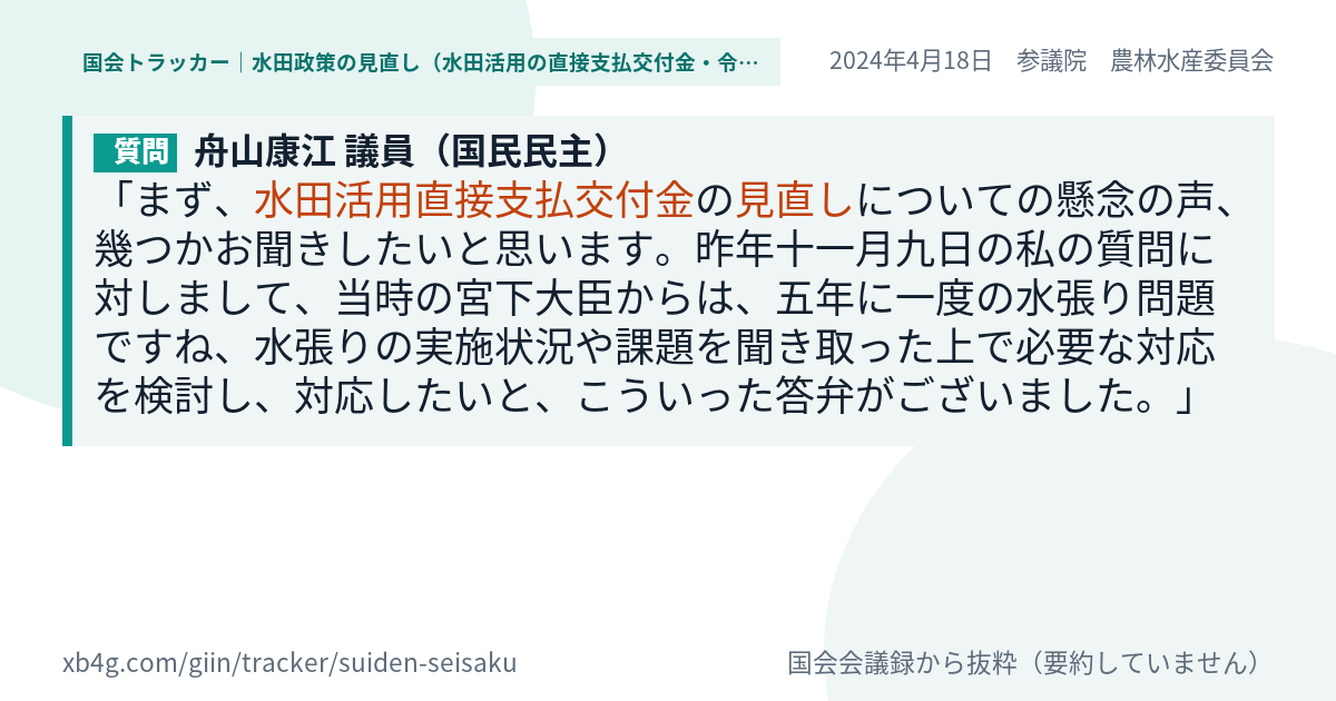 質問と答弁のカード
