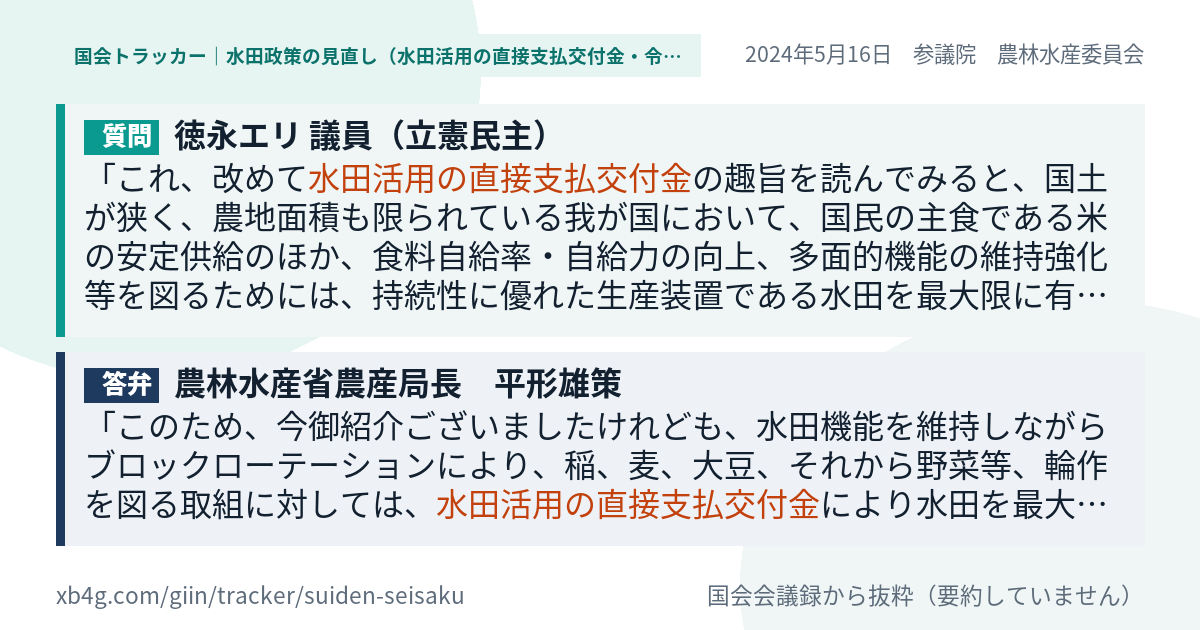 質問と答弁のカード