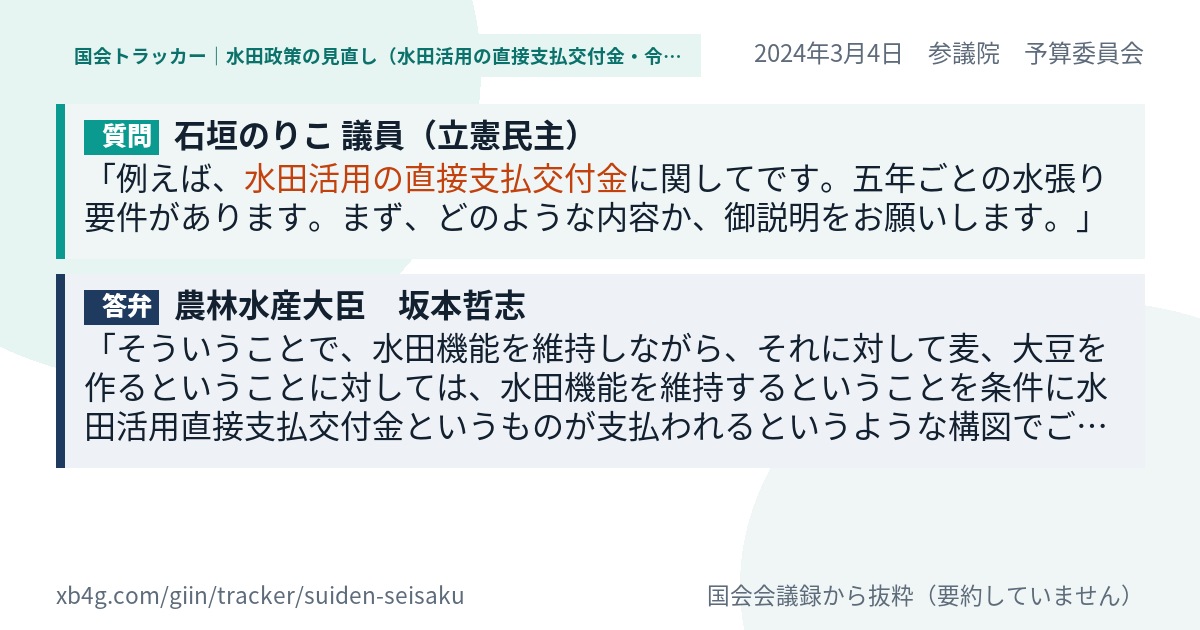 質問と答弁のカード
