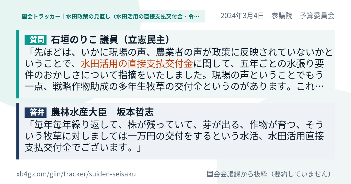 質問と答弁のカード