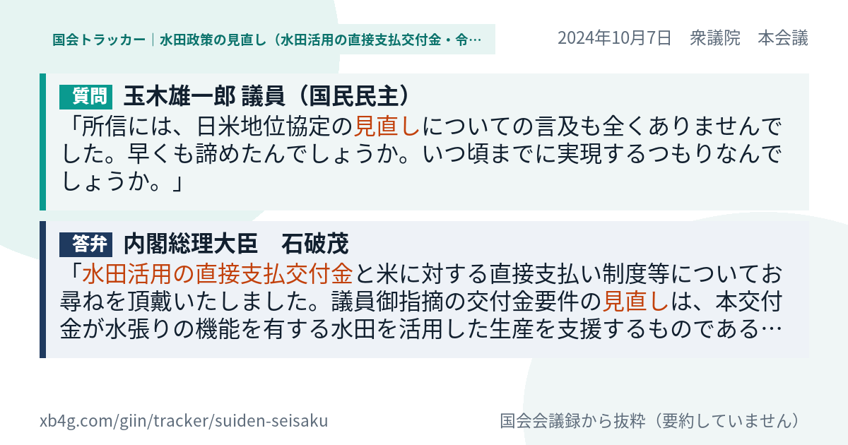 質問と答弁のカード