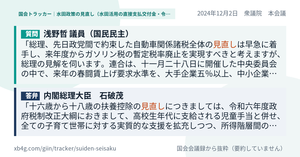質問と答弁のカード