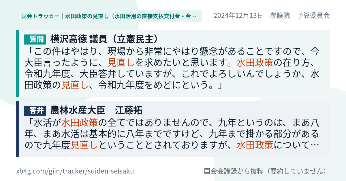 質問と答弁のカード