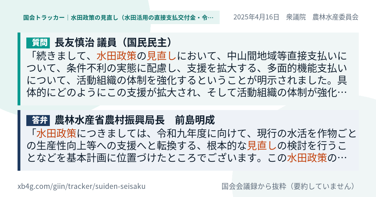 質問と答弁のカード