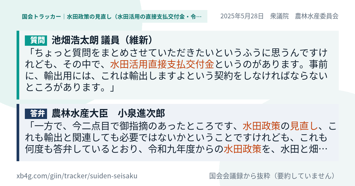 質問と答弁のカード