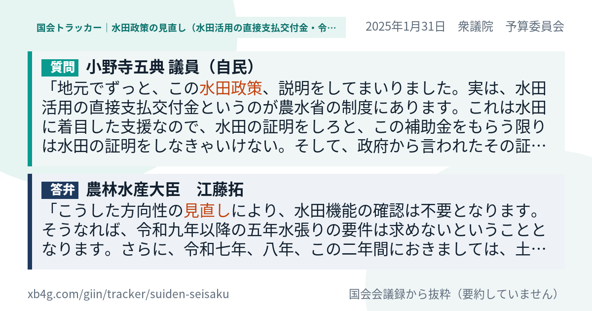 質問と答弁のカード