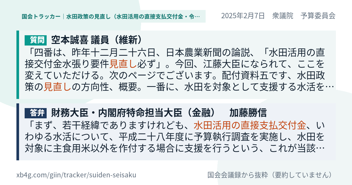 質問と答弁のカード