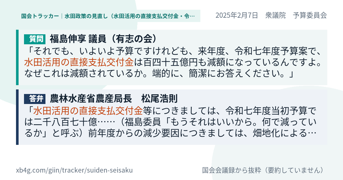 質問と答弁のカード