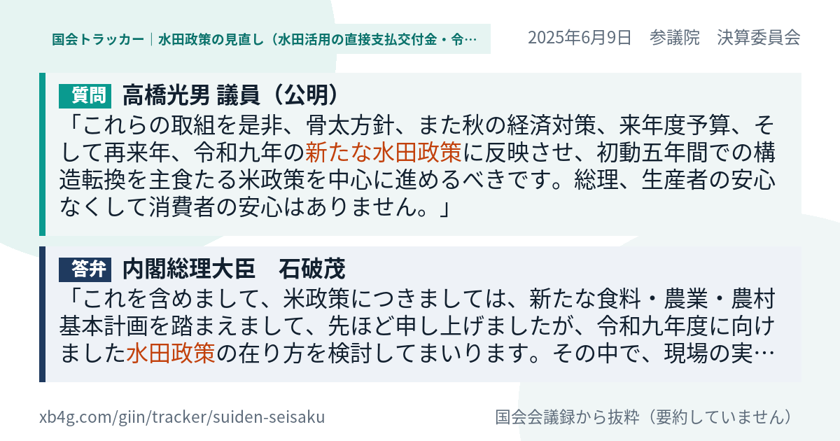 質問と答弁のカード