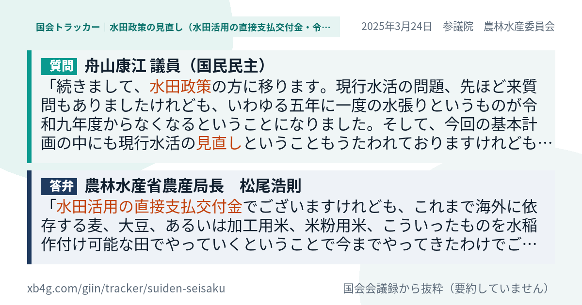 質問と答弁のカード