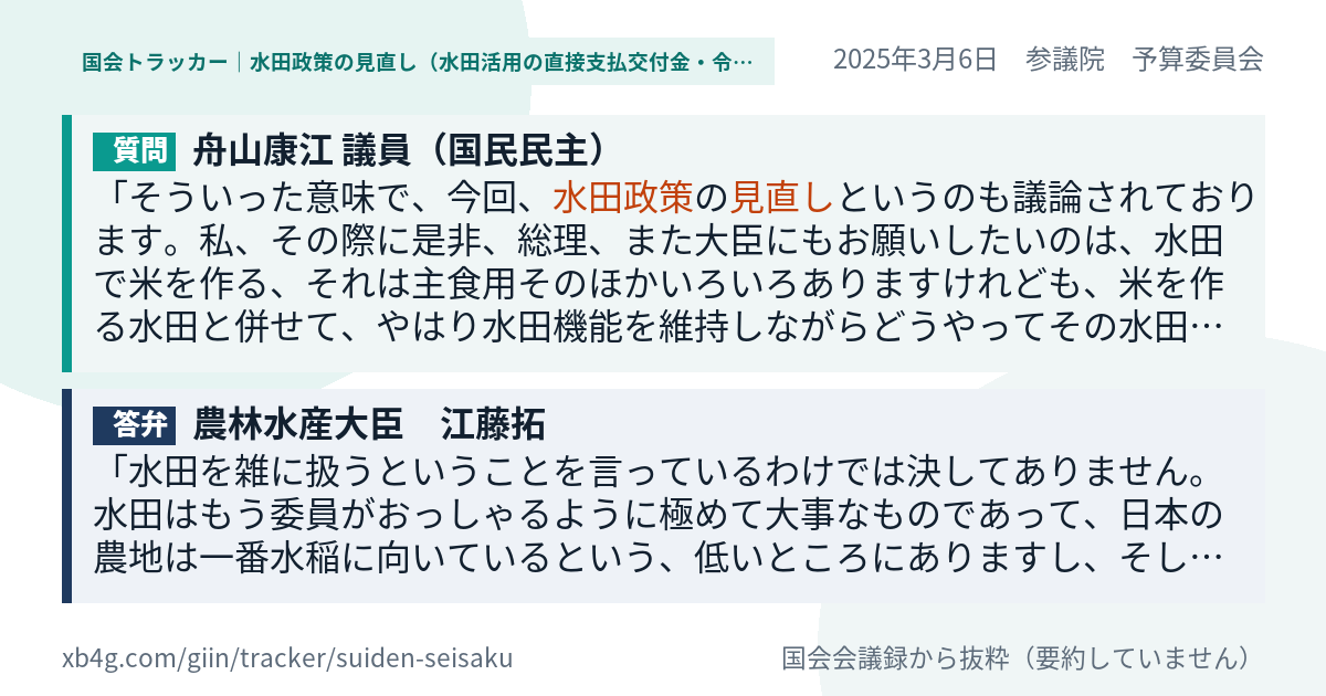 質問と答弁のカード