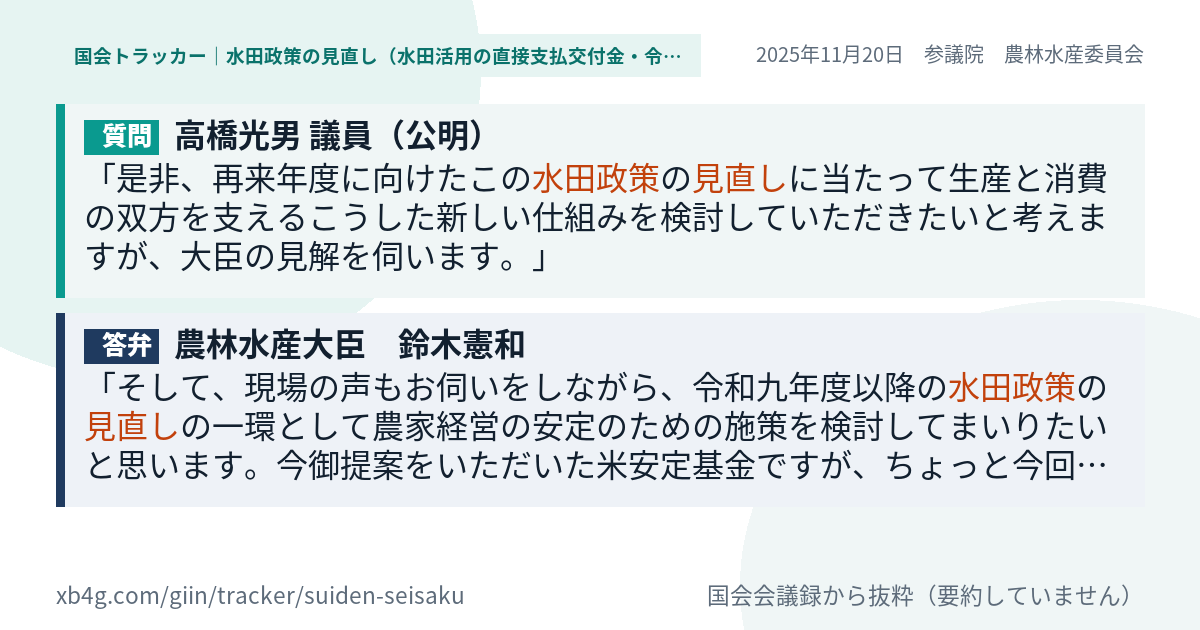 質問と答弁のカード