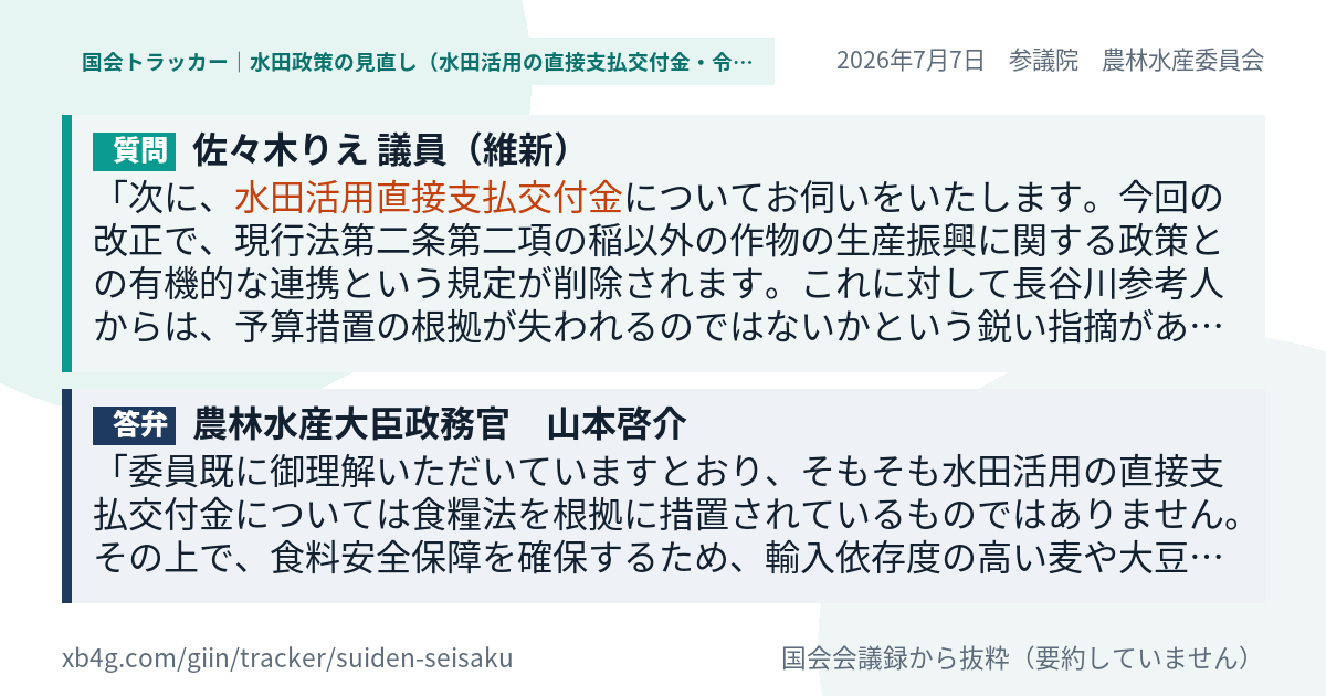 質問と答弁のカード