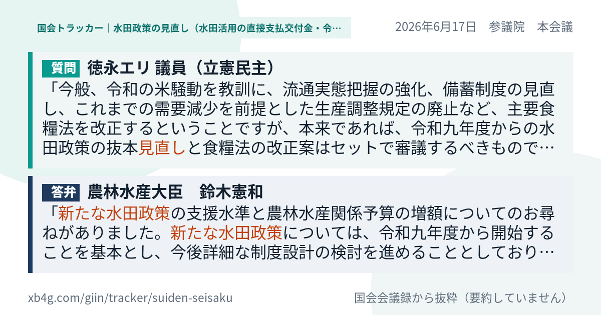 質問と答弁のカード