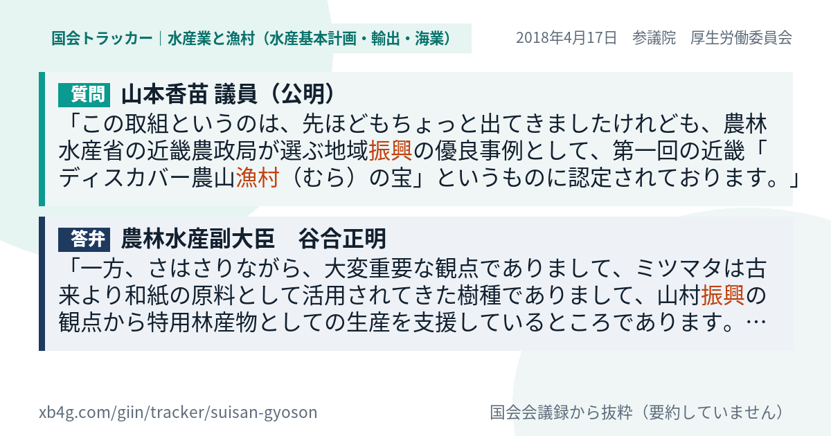 質問と答弁のカード