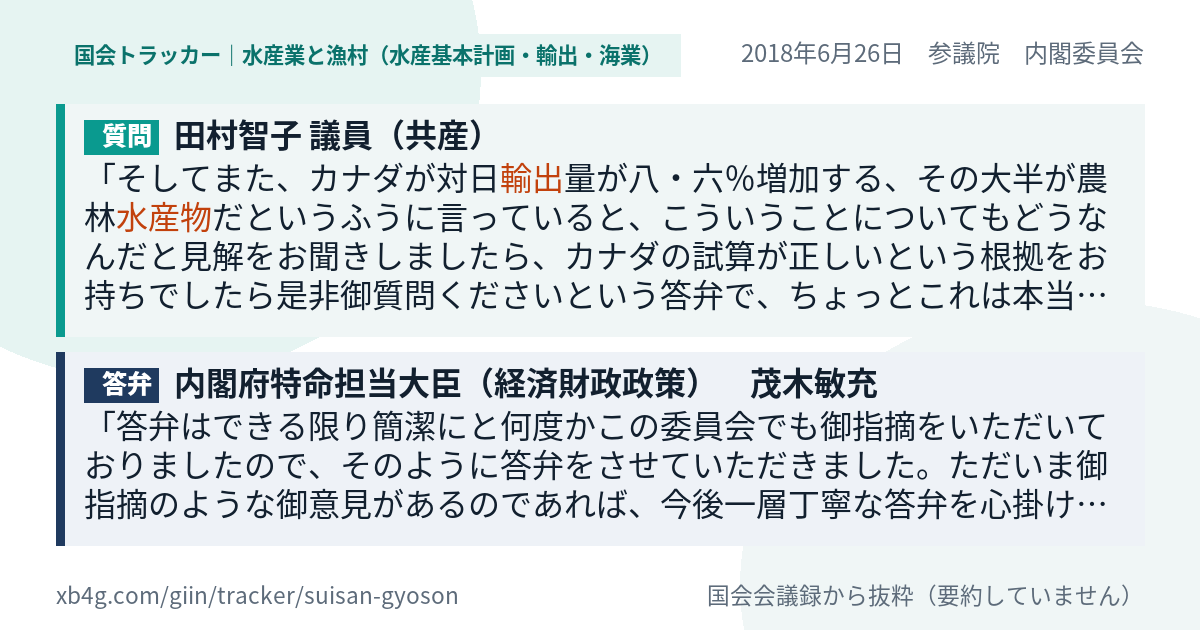 質問と答弁のカード