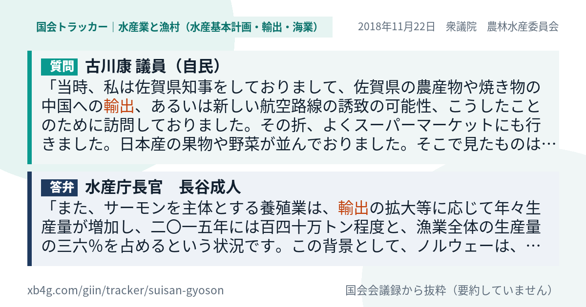 質問と答弁のカード