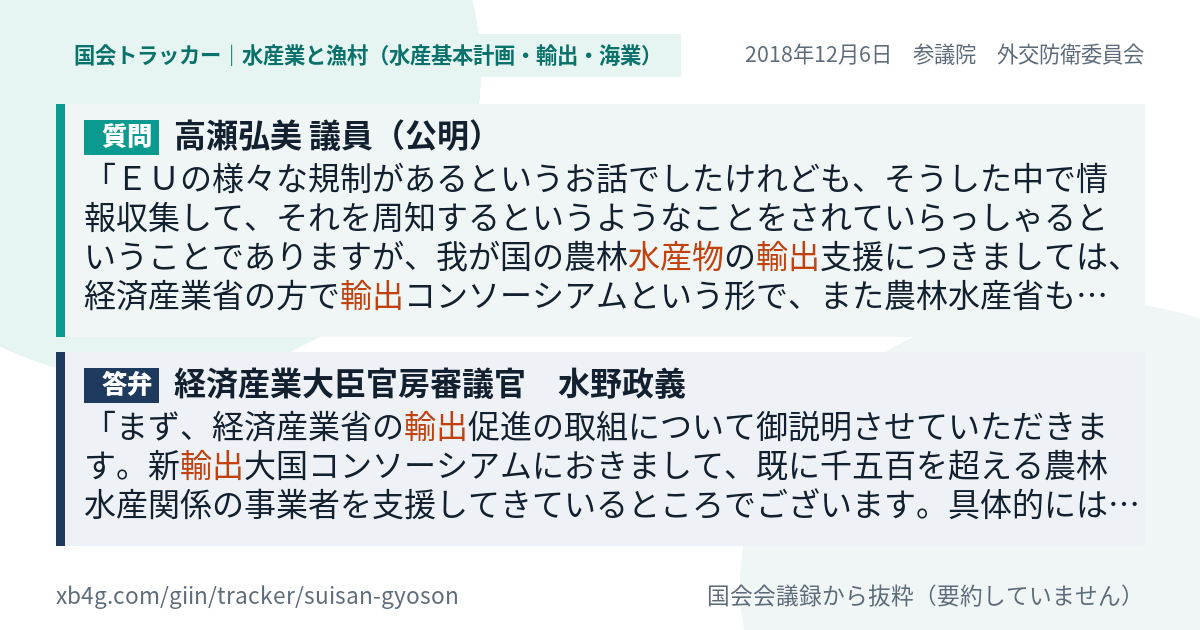 質問と答弁のカード