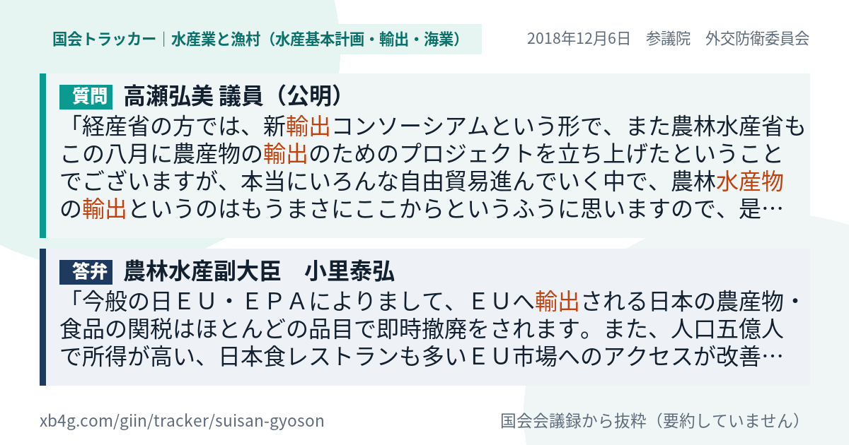 質問と答弁のカード