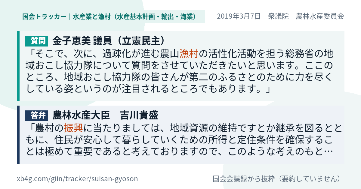 質問と答弁のカード