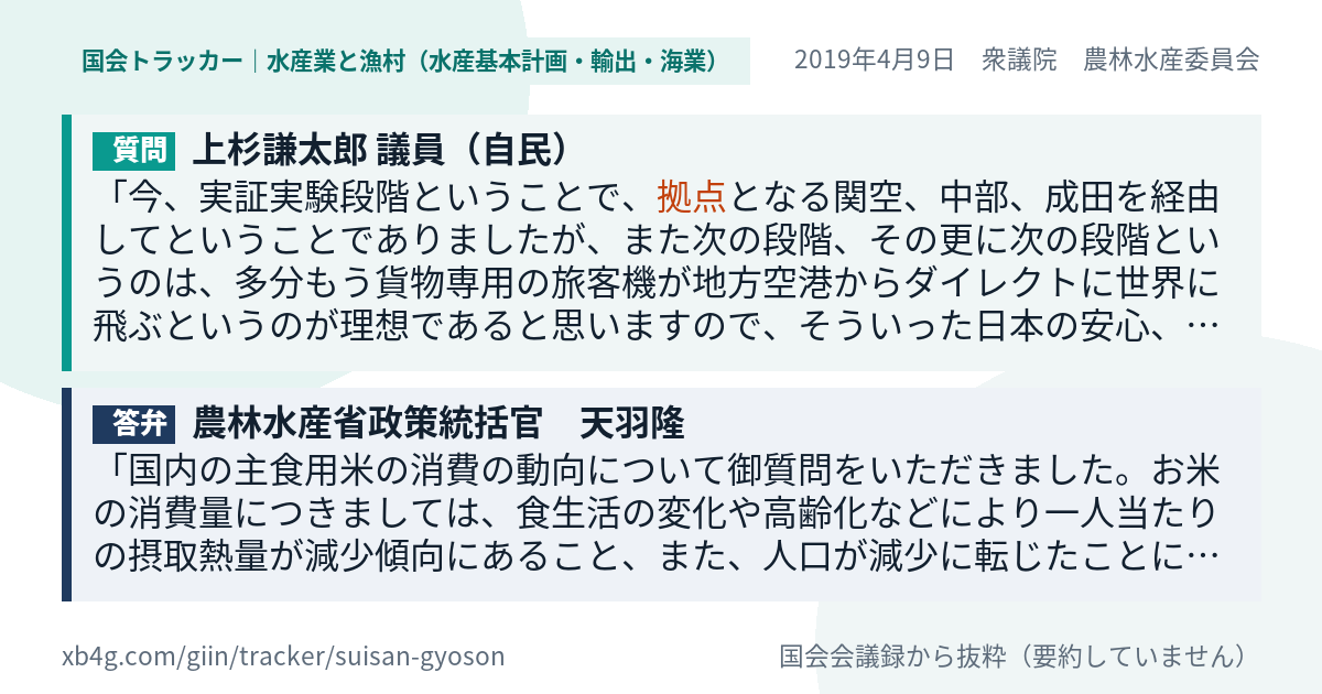 質問と答弁のカード