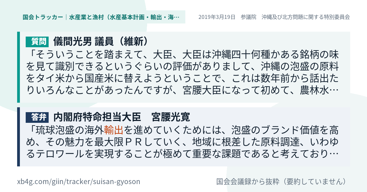 質問と答弁のカード