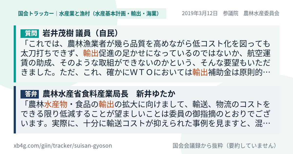 質問と答弁のカード
