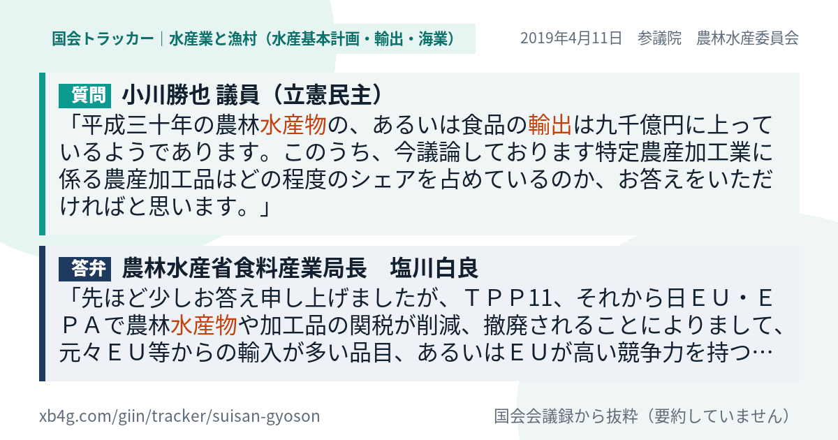 質問と答弁のカード