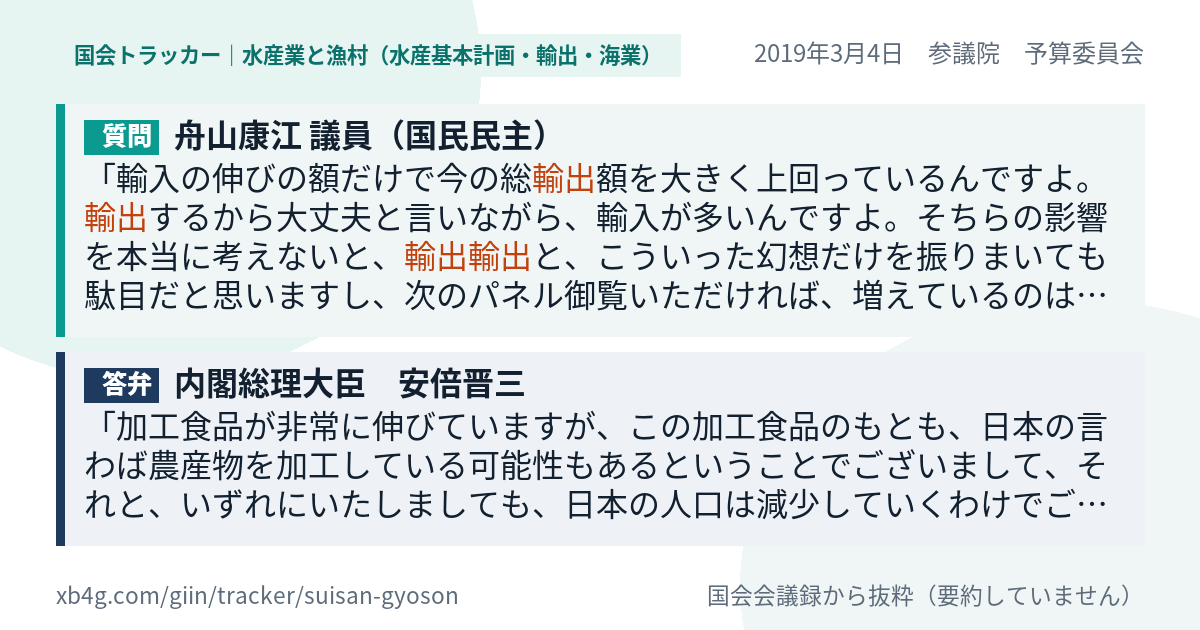 質問と答弁のカード