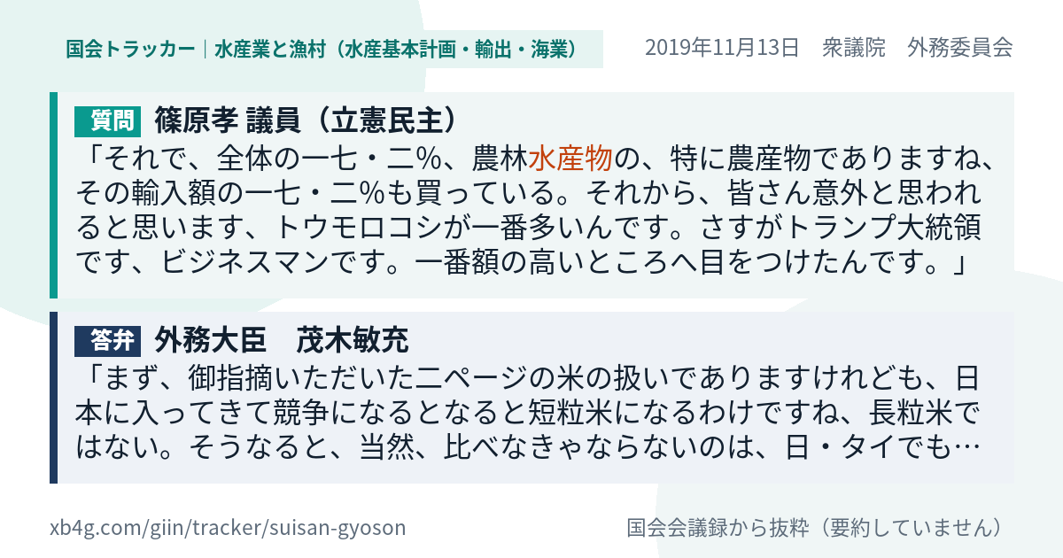 質問と答弁のカード